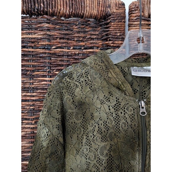 Chico's Sheer Mesh Floral Lace Zip Up Tie Dye Jacket Women's 0 Small Artsy Boho - Picture 3 of 7